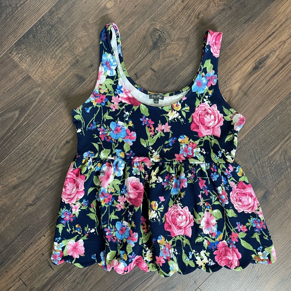 Lily Rose floral tank with scallop style bottom